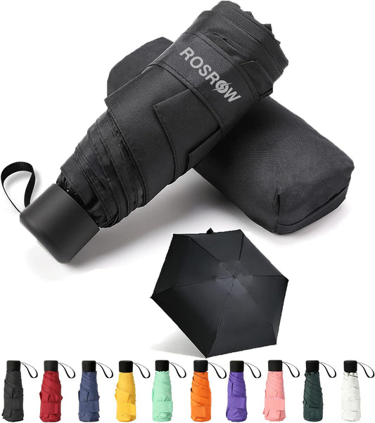 ROSROW Small Mini Umbrella Light Compact Design Perfect for Travel Lightweight Portable Parasol Outdoor Sun&Rain Umbrellas